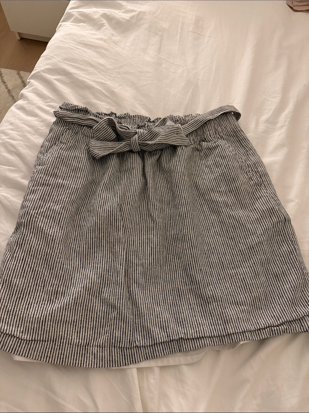 J. Crew Black & White Striped Tie-Waist Mini Skirt